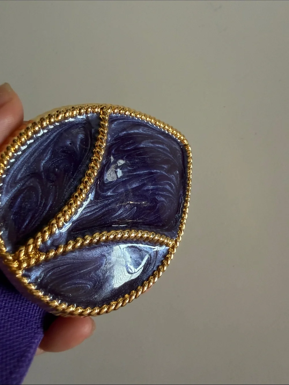 Vintage Day-Lor Purple Enamel Gold Buckle Retro Stretchy Belt